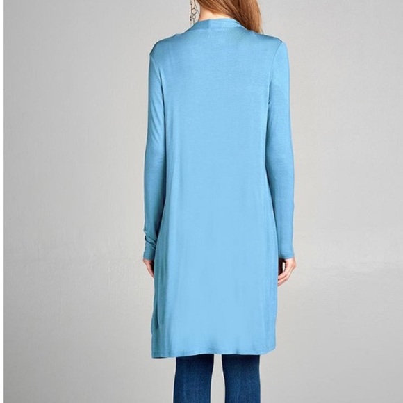 Open Front Horizon Blue Cardigan - Picture 3 of 3